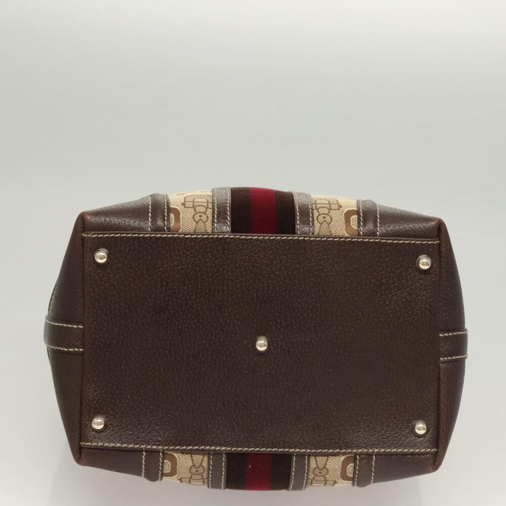 GUCCI Hand Bag Canvas Brown Gold - Picture 5 of 16